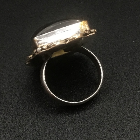 RING STERLING SILVER .925 with RAW LABRADORITE SQUARE CUT STONE - Picture 5 of 10